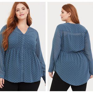 COPY - Torrid 2 Blue V Neck Semi-Sheer Emma Tunic…